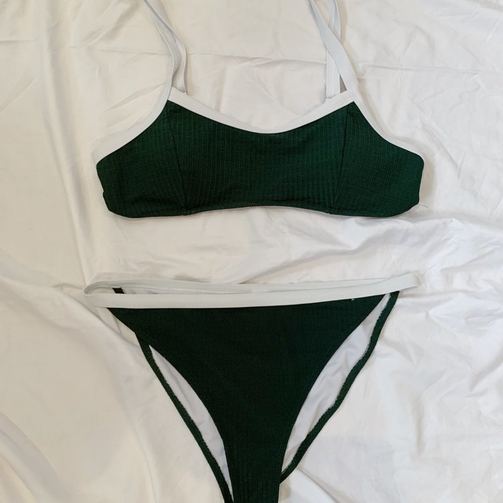Green and White Bikini